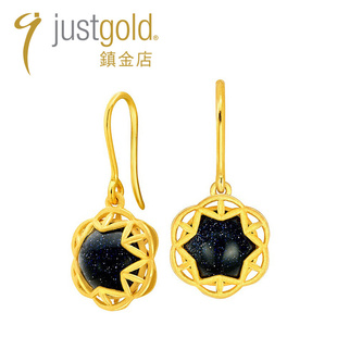 justgold镇金店星河探秘黄金足金耳环耳钩耳钉1322971Y