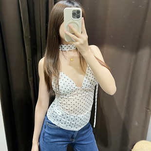 2025女装 绝美辣妹围巾饰波点印花小吊带上衣女 0347316 084 夏款