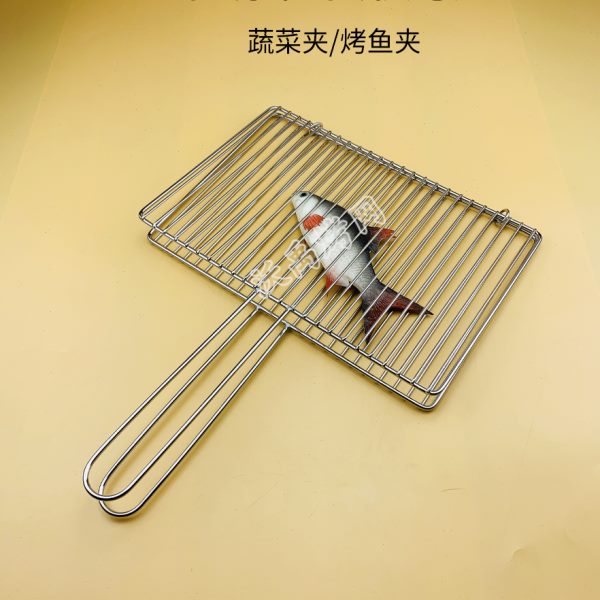 不锈钢加密家用夹商用烤烤肉加长烤拍鱼网烧烤网横条夹子夹子蔬菜
