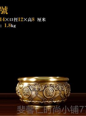 新品铺纯室铜聚宝盆摆件特大号招家居客财厅摆设店办公开业礼品工