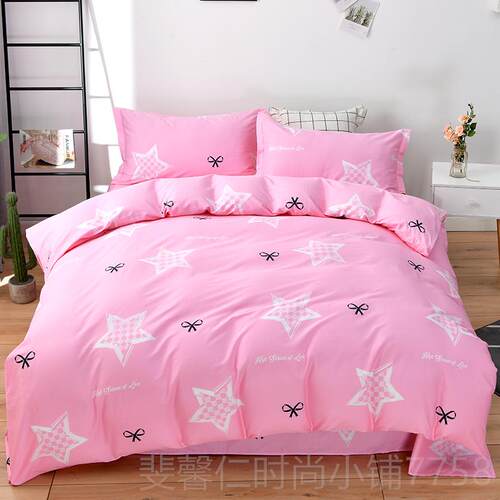 新品100%棉四件全棉被枕套床单套件格子条纹1.5米1.8m2单纯套人双