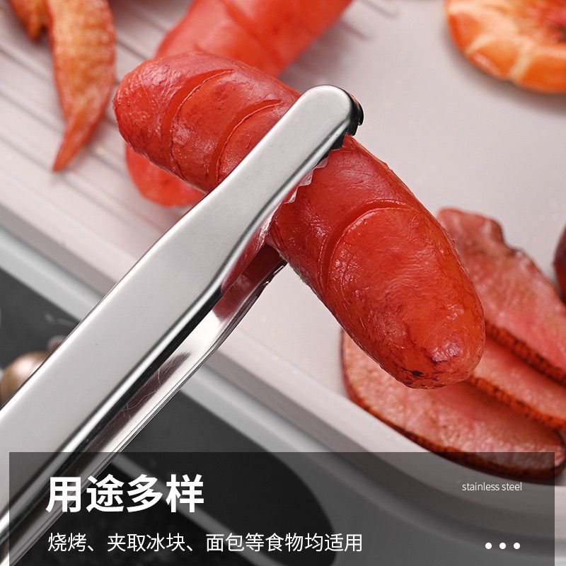 厨房摆摊专用不锈钢食品夹子防滑防烫生蚝烤肉凉菜夹子
