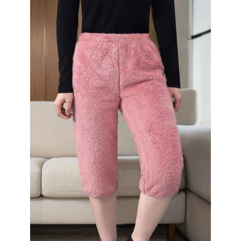 女冬季半身打底中裤珊瑚绒加绒加厚五分保暖裤内穿短裤贴身保暖