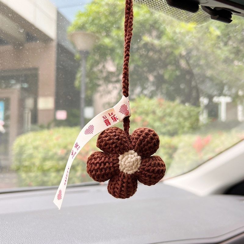 手工毛线编织花挂饰汽车车内成品挂件包包钥匙扣装饰物件