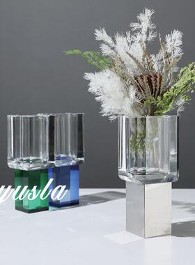 简约玻璃客厅茶几柜插干花瓶餐厅别墅样板间桌面花器摆件软装饰品