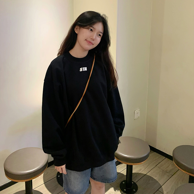 STA重磅加绒秋冬情侣圆领卫衣