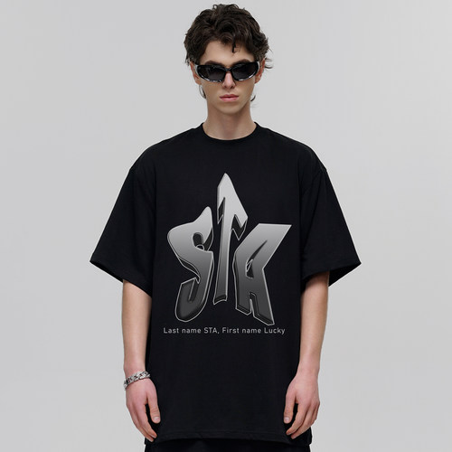 STA品牌logo纯棉短袖T恤