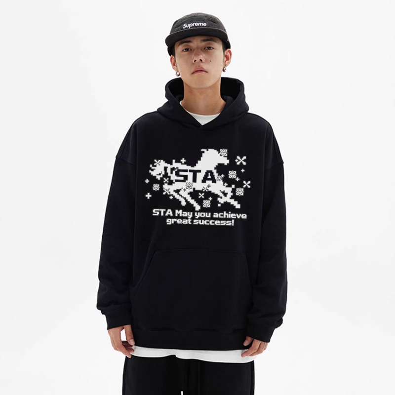STA秋冬26年新款高街马年连帽卫衣字母印花宽松百搭潮牌休闲帽衫,男装,卫衣,淘宝优惠券,粉丝福利购,淘宝优惠卷