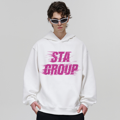 STA480克白色连帽卫衣加绒外套