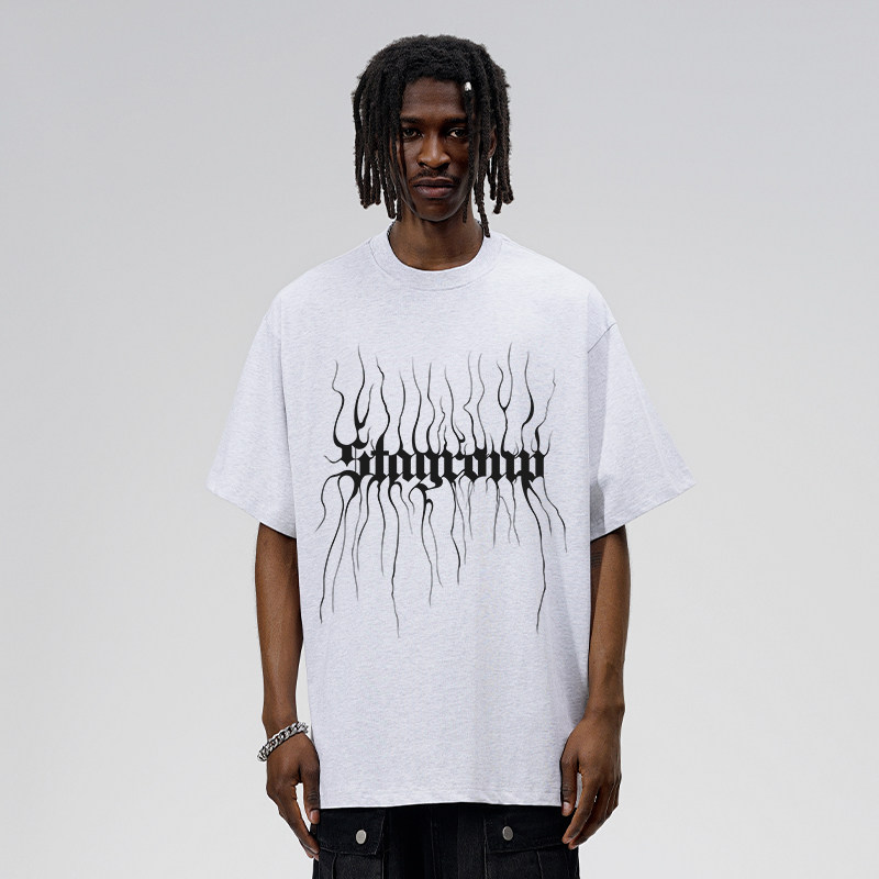 STA国潮牌街头火焰印花短袖T恤
