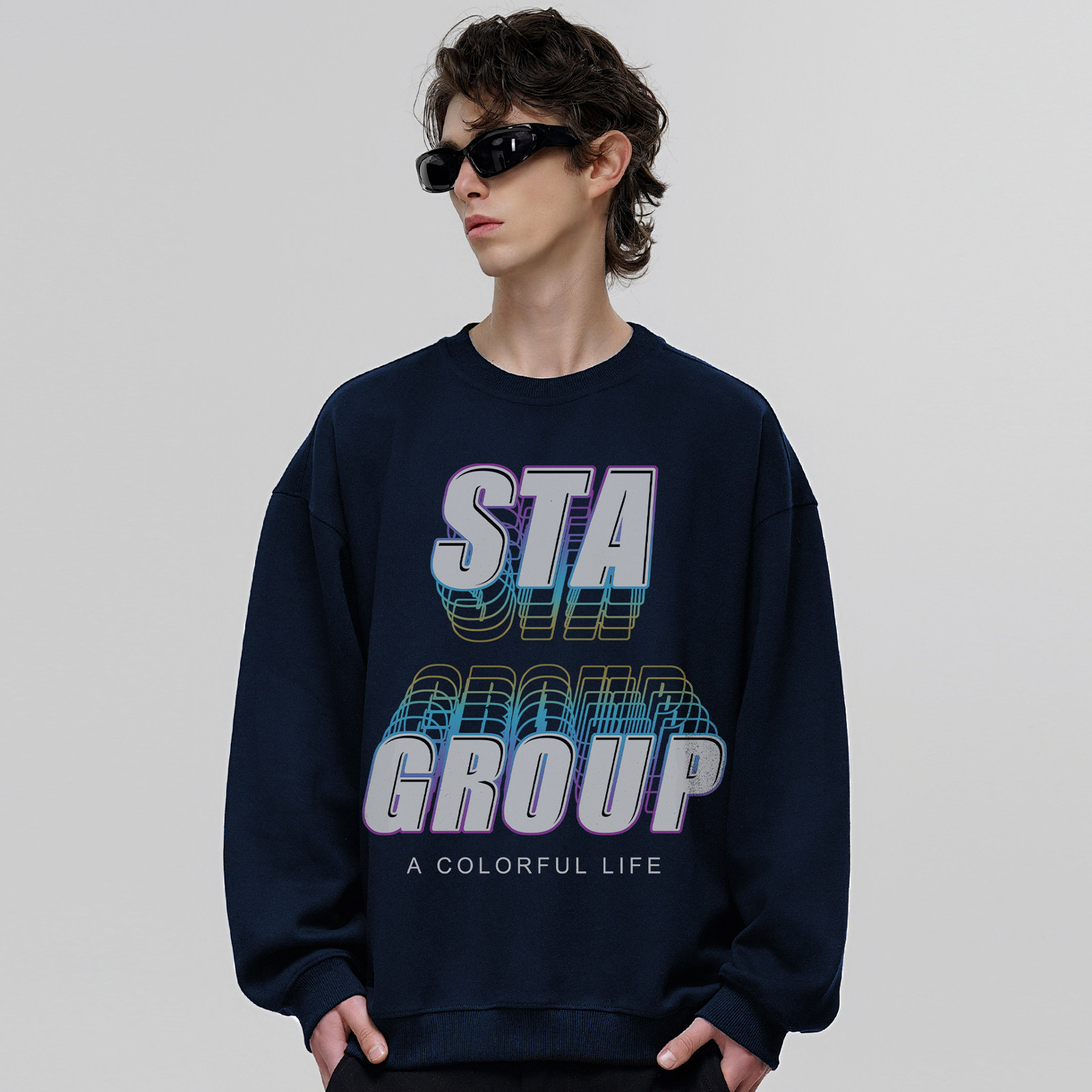 STA梦幻字母重磅圆领卫衣