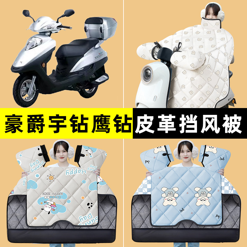适用豪爵宇钻鹰钻125踏板摩托车冬季专用挡风被加厚改装装饰配件