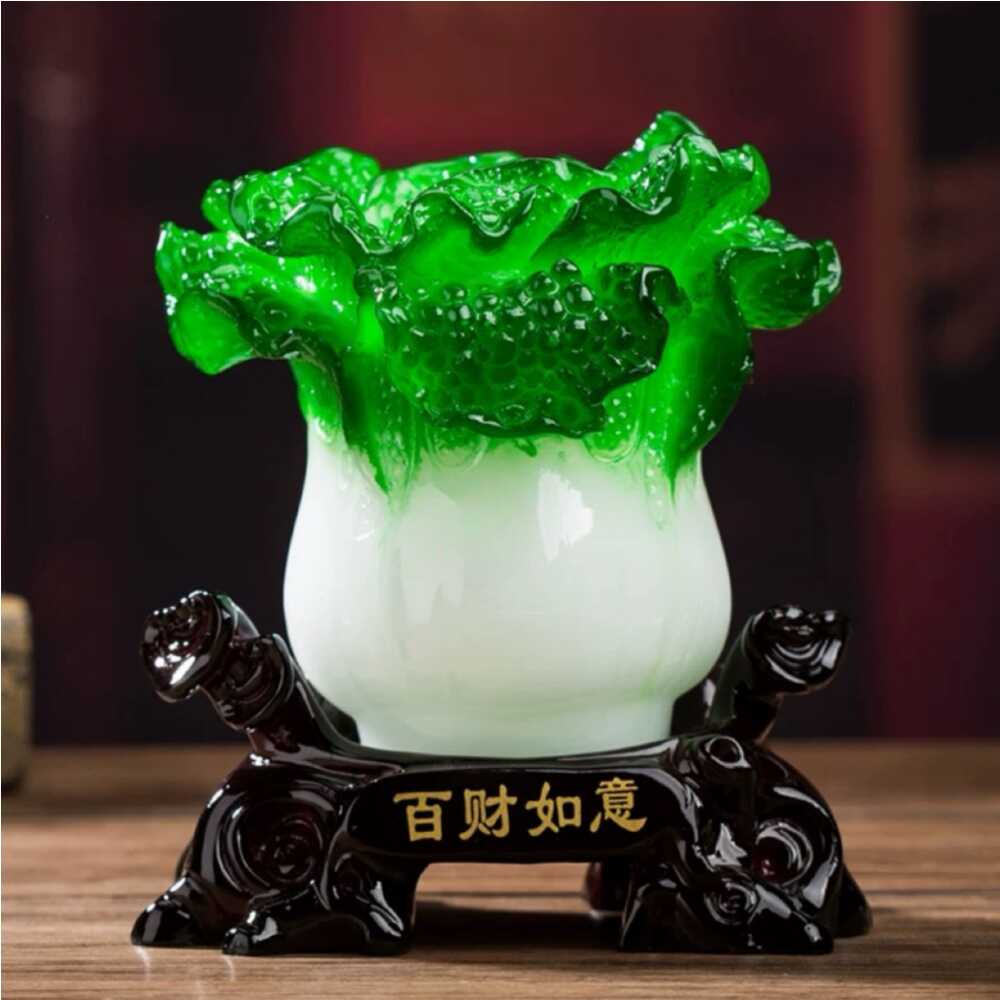 玉石白菜摆件客厅玄关电视柜酒柜办公室桌面装饰品乔迁新居礼物