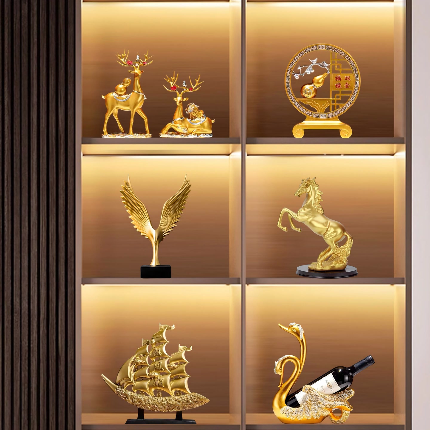 新中式六件套套组中式摆件玄关酒柜客厅装饰品乔迁之喜搬家礼物