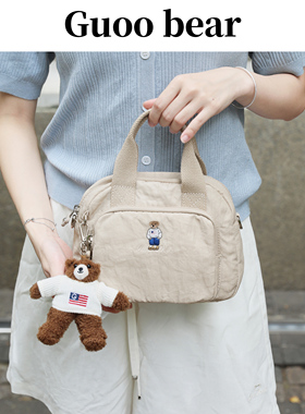 GUOOBEAR古家小熊2025新款轻便尼龙布保龄球包包女百搭手提斜挎包