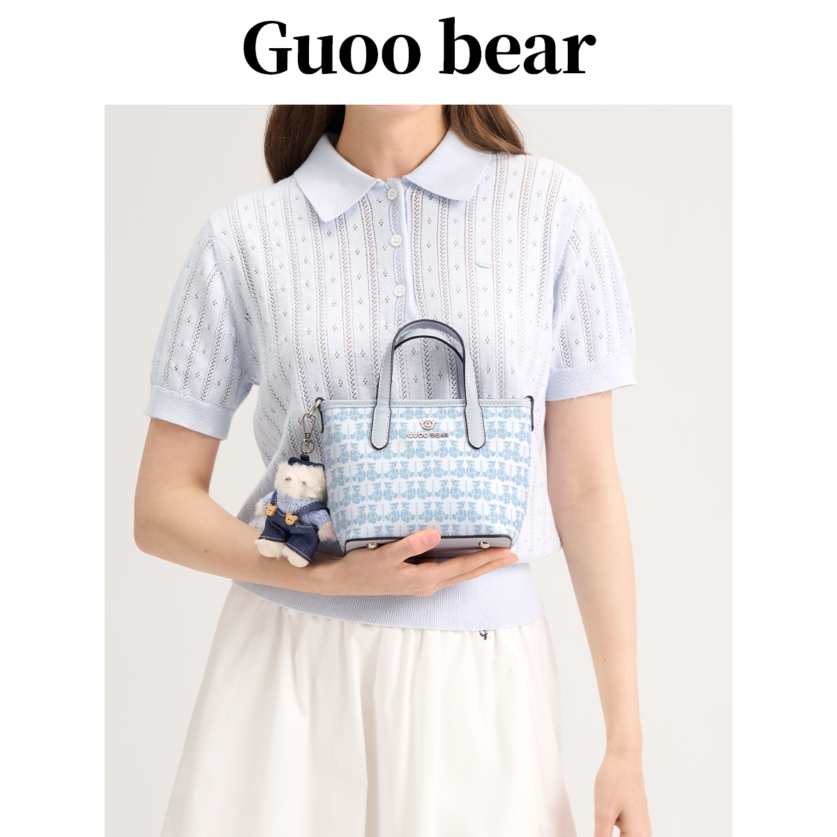 GUOOBEAR古家小熊菜篮子包2026新款女士小托特包单肩斜挎手提包 - 实物图