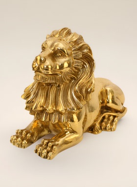 法式欧式复古奢华别墅书房全铜摆件脱蜡铜工艺雕塑狮子装饰品