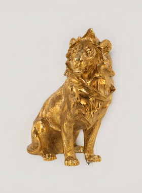法式欧式复古奢华别墅书房全铜摆件脱蜡铜工艺雕塑狮子装饰品