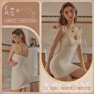 3093性感睡衣夏季新款女纯欲轻奢吊带胸垫蕾丝睡裙家居服一件代发