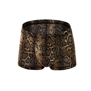 新款男士平角内裤印花豹纹蛇纹低腰性感透气舒适一件代发