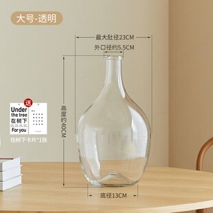 马醉木大肚瓶玻璃花瓶摆件客厅插花透明水养吊钟大号落地摆件