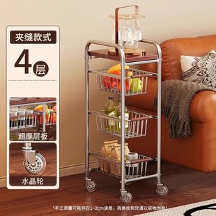 中古小推车客厅零食置物架落地移动厨房果蔬收纳多功能家用餐边柜
