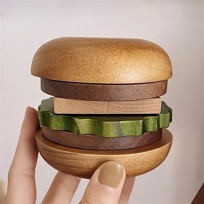 汉堡隔热垫餐桌创意摆件防热垫子杯C垫实木质防烫垫ins高级感桌垫