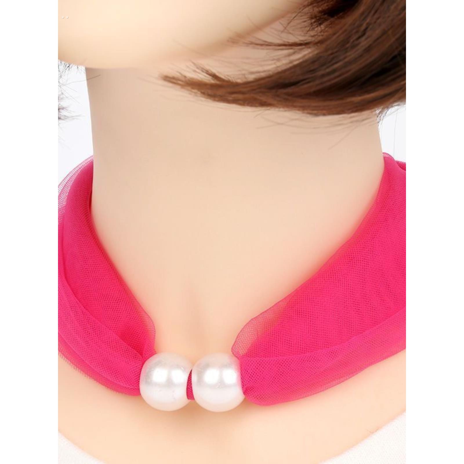 韩版糖果色围脖套网纱蕾丝珍珠吊坠颈饰带假领子防晒护颈椎夏薄款