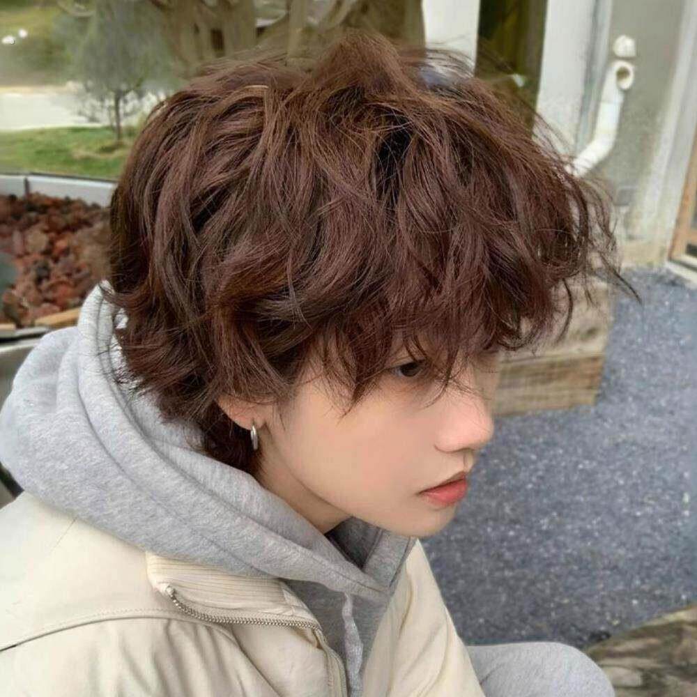羊毛卷假发男短卷发日系少年感帅气锡纸烫莱斯利卷蓬松自然全头套