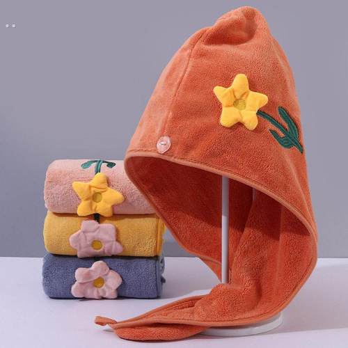 高颜值网红女士加厚珊瑚绒干发帽成人柔软吸水速干家用可爱干发帽