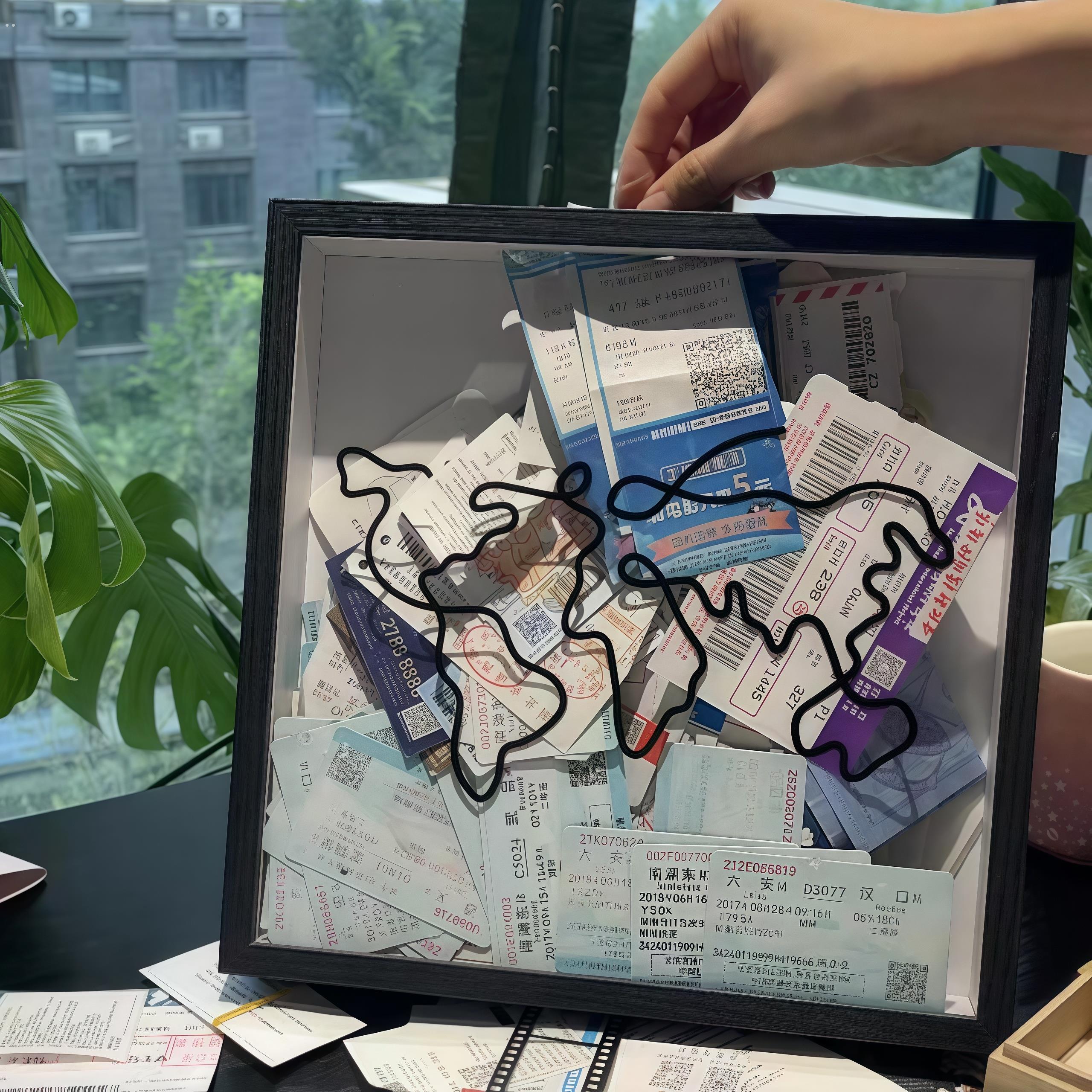 收纳相框时光碎片票根收纳相框演唱会门票旅行明信片机票票据挂墙