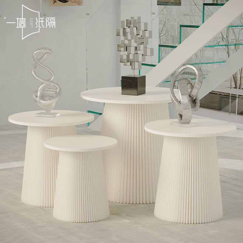 展会纸质圆桌茶几展台办公室小桌展示桌网红多功能折叠纸桌洽谈桌