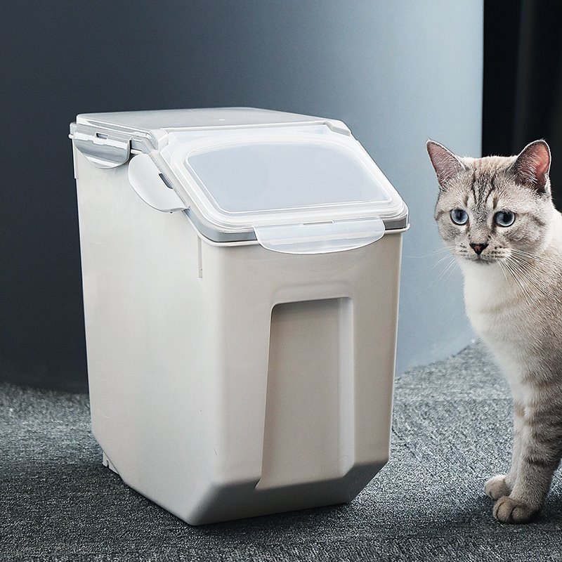 塑料储米桶密封猫狗杂粮桶10kg掀盖式米桶储米箱储粮桶防潮密封