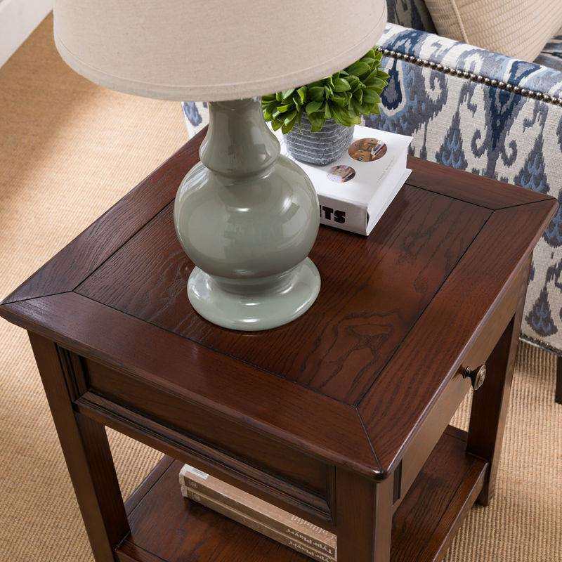 美式全实木边几客厅简约边桌沙发角几带抽屉边柜正方形方几床头g^