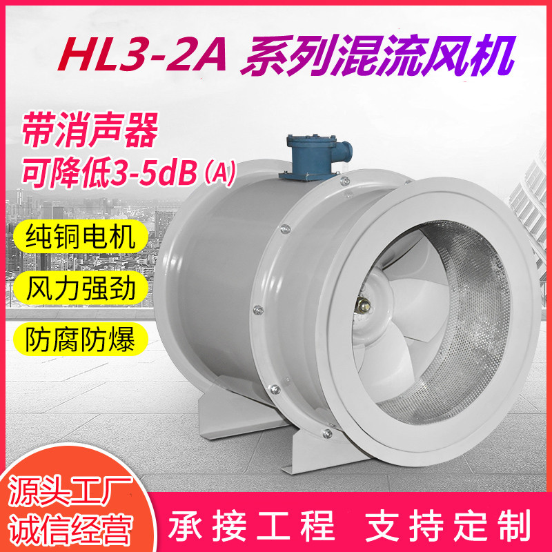HL3-2A-6A 1.5kw 管道混流风机 仓库厂房地下商场混流式排烟风机