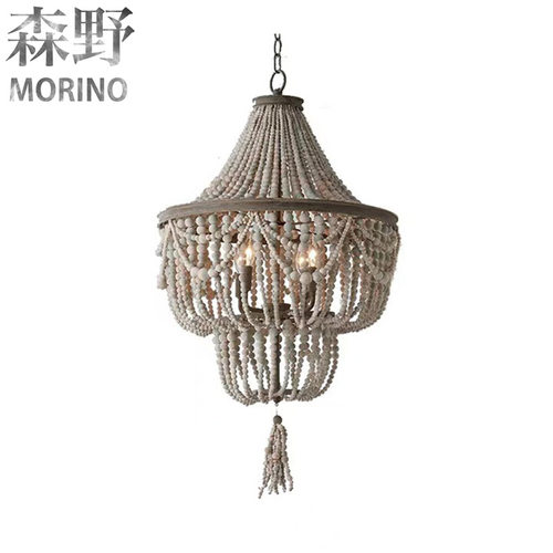 森野照明  手工编织木珠吊灯复古客厅灯餐厅灯卧室酒店大厅灯设计
