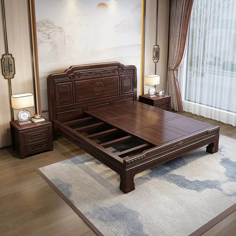 花梨木全实木床榫卯工艺新古典1.8m双人储物雕花复古加厚主卧婚床