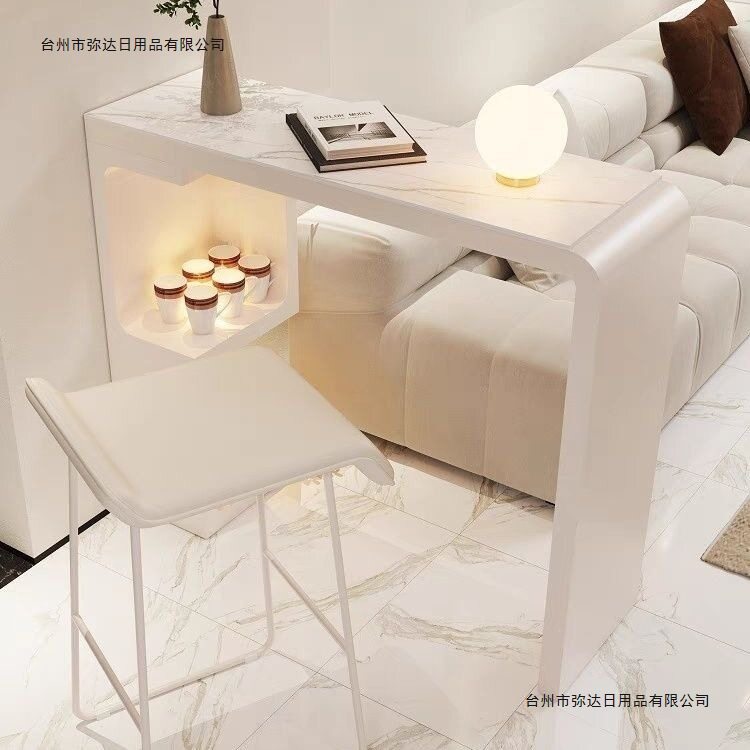 休闲迷你吧台桌家用小吧台简约岩板高脚桌长条桌客厅沙发阳台隔断