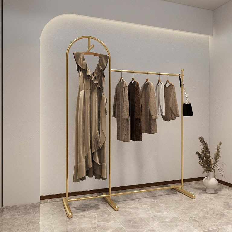 女服装店金色展示架落地式服装架多功能一体耐用中岛架陈列架衣架