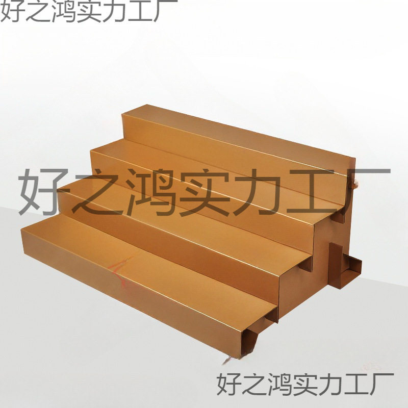 超市阶梯水果货架展示架纸板梯形架中岛台阶店梯形生鲜蔬菜摆放架