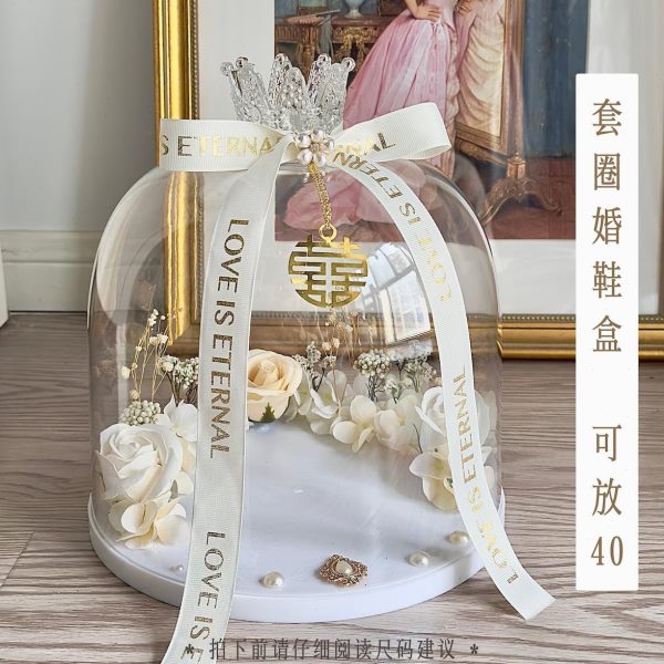 带锁亚克力可藏接亲游戏网红盒婚礼水晶婚鞋盒大号婚鞋铃铛盒套圈