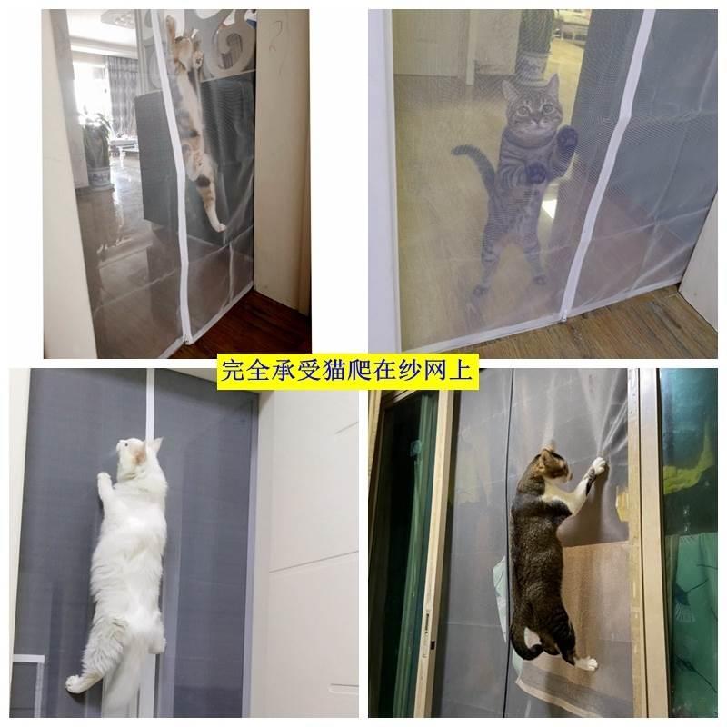 防猫门帘拉链款宠物门栏挡猫网纱窗门隔断帘软纱门免打孔挡猫沙门