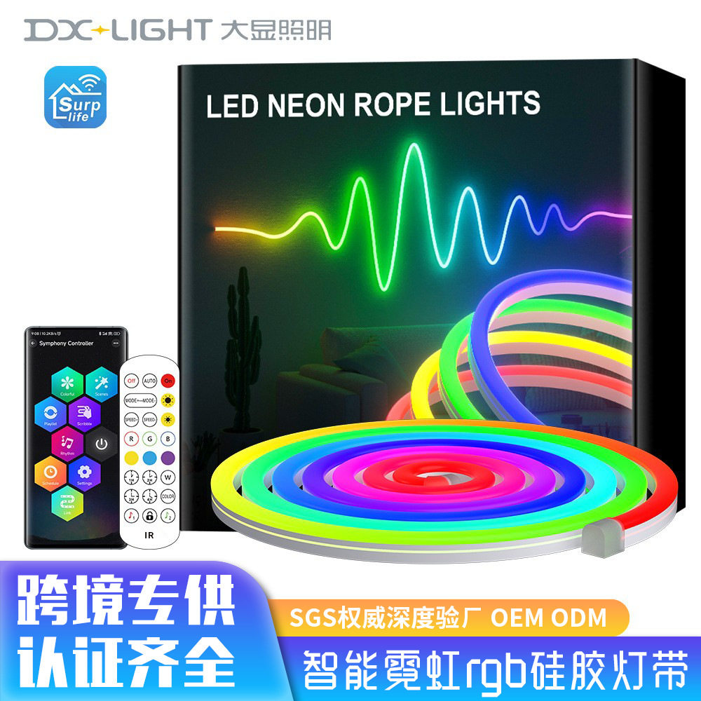 跨境户外屋檐灯LED智能防水屋檐灯室外装饰灯RBG幻彩氛围霓虹灯带图片