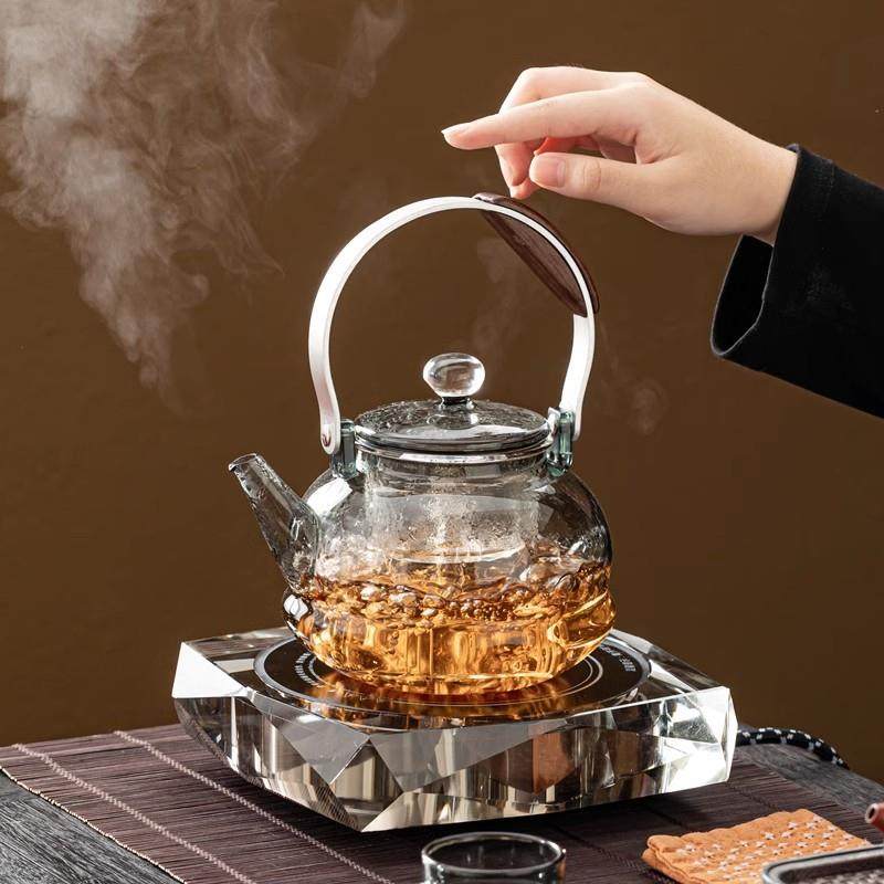 高端水晶电陶炉套装耐高温玻璃壶家用烧水壶静音小型煮茶器煮茶炉