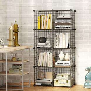 简易置物架客厅书架简约落地收纳架子铁艺收纳柜子铁网置物架