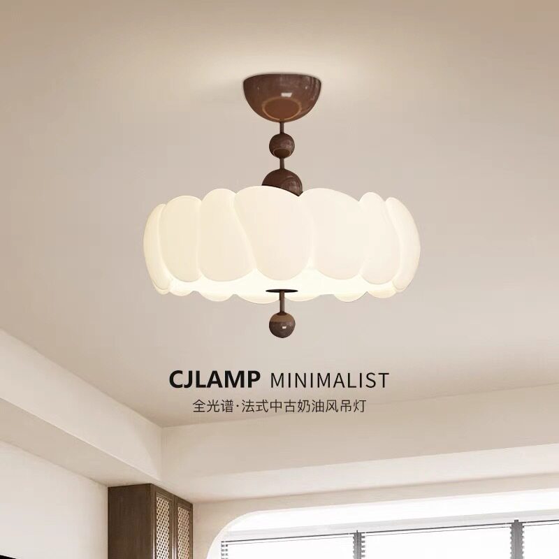 法式卧室吸顶灯中古奶油风主卧公主房灯具复古南瓜灯设计师书房灯