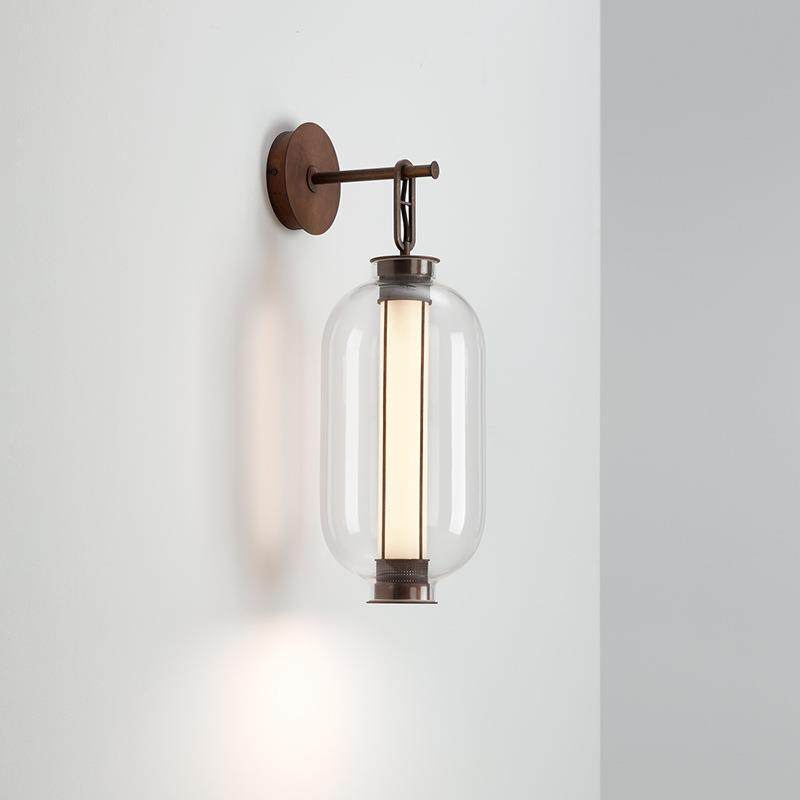 2024新款中古卧室床头个性新中式壁灯玻璃灯复古玄关走廊过道壁灯
