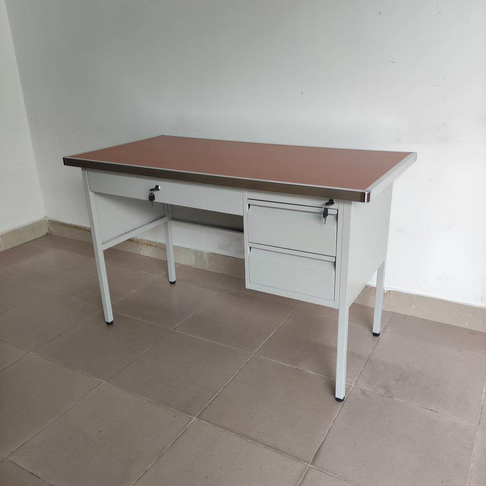 全铁办公桌抽屉带锁电脑台钢制防锈职员桌防水防火铁皮桌家用桌子