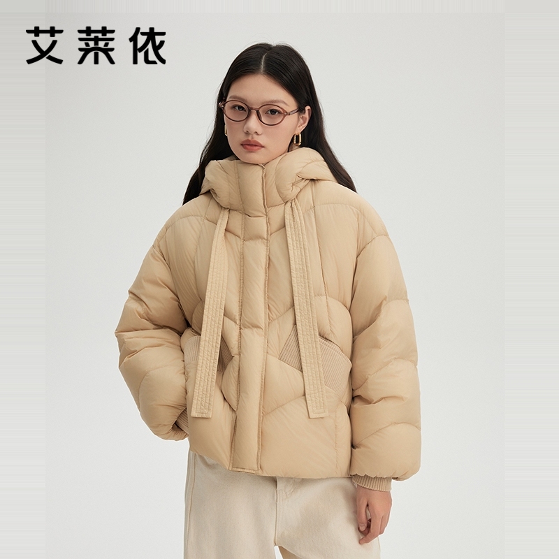 艾莱依南瓜帽短款羽绒服面包服