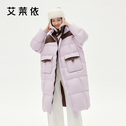 【高充绒】艾莱依2024冬季羽绒服新款女长款泡芙舒适保暖加厚外套